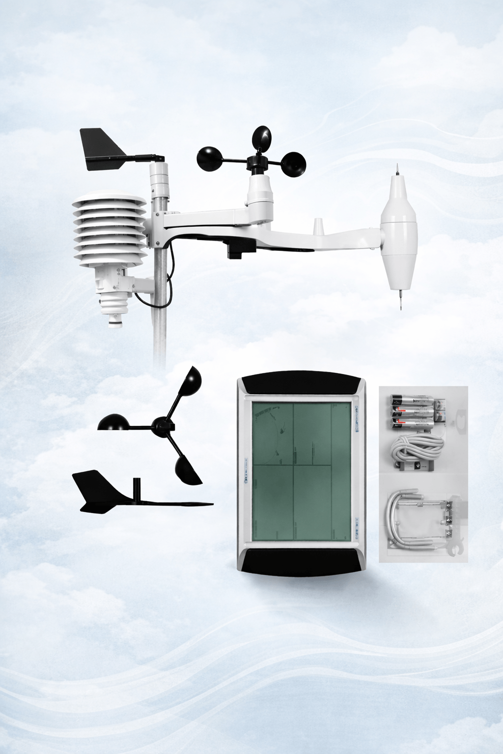 Componentes de estación meteorológica para monitoreo climático