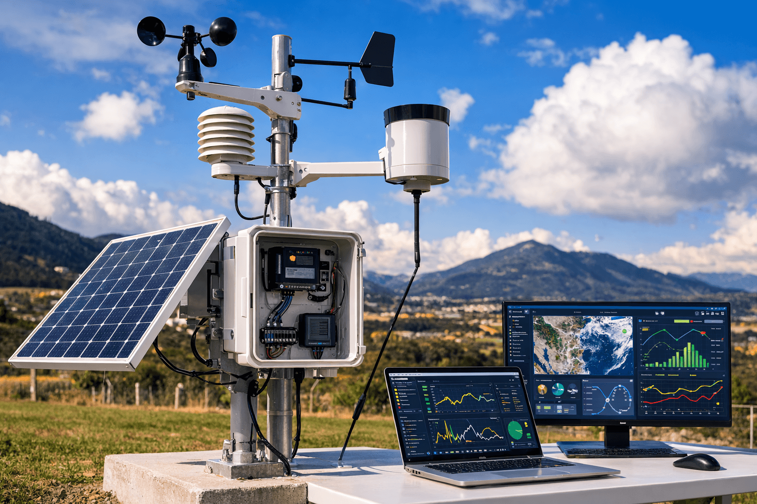 Suite de monitoreo climático con estación meteorológica integrada
